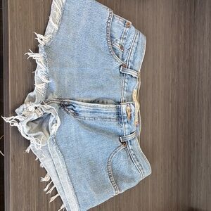 Levi's Light Blue Frayed Jean Shorts